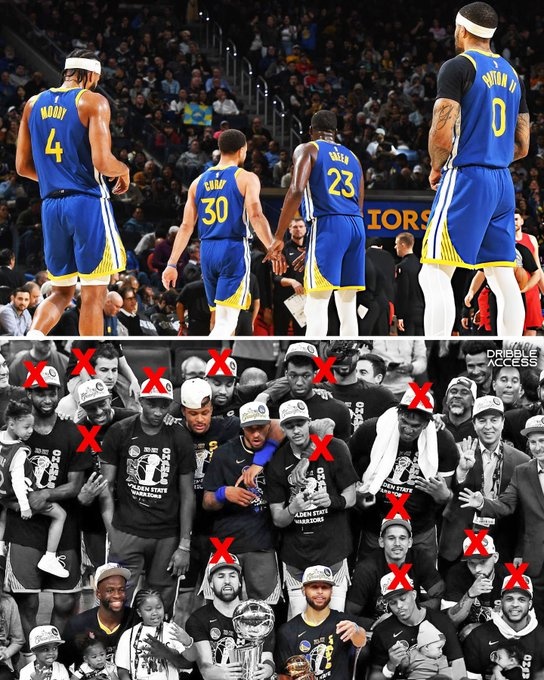 时过境迁！22年勇士夺冠阵容现今只剩4人：库里 追梦 穆迪 小佩顿